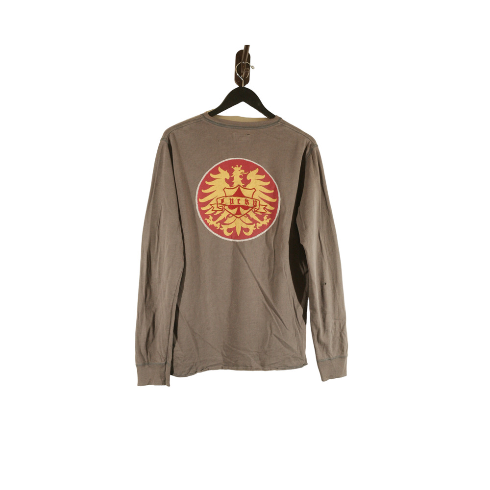 Lucky Brand Vintage Inspired Long Sleeve Shirt Embroidered Pullover HOLES FLAWS